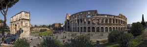 Rom Colosseum und Triumphbogen Konstantinsbogen